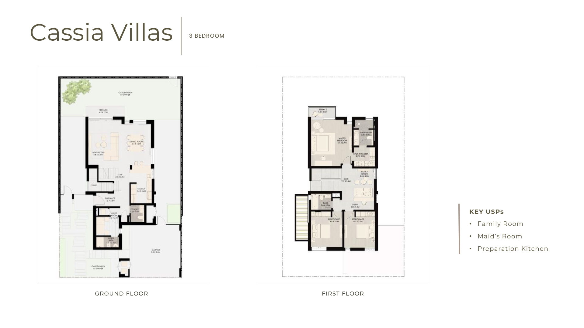 3 Bedrooms + Study + Maid